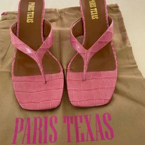 Paris Texas Croc-Embossed Leather Sandal, Pink, 37.5M
